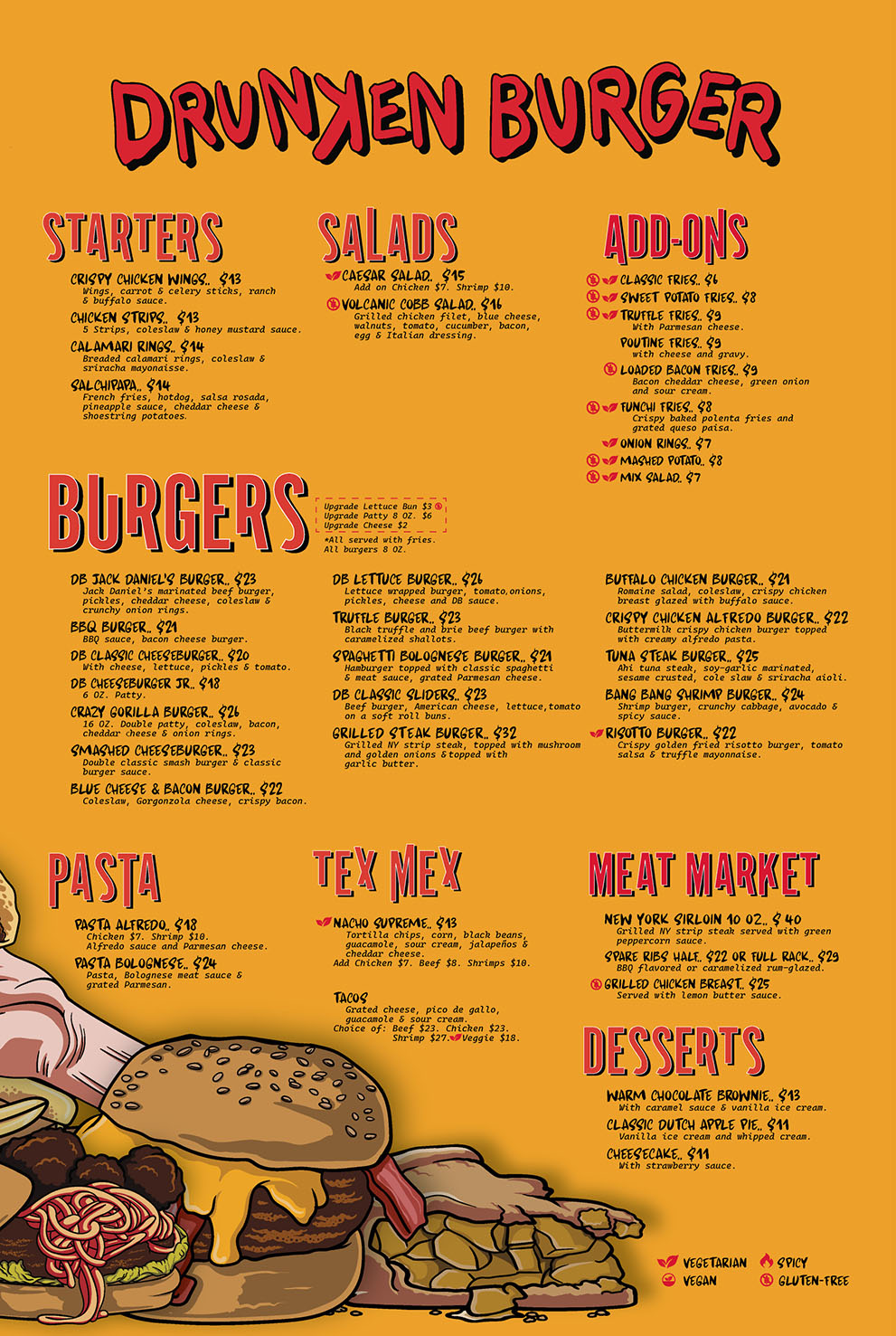 Drunken Burger Menu