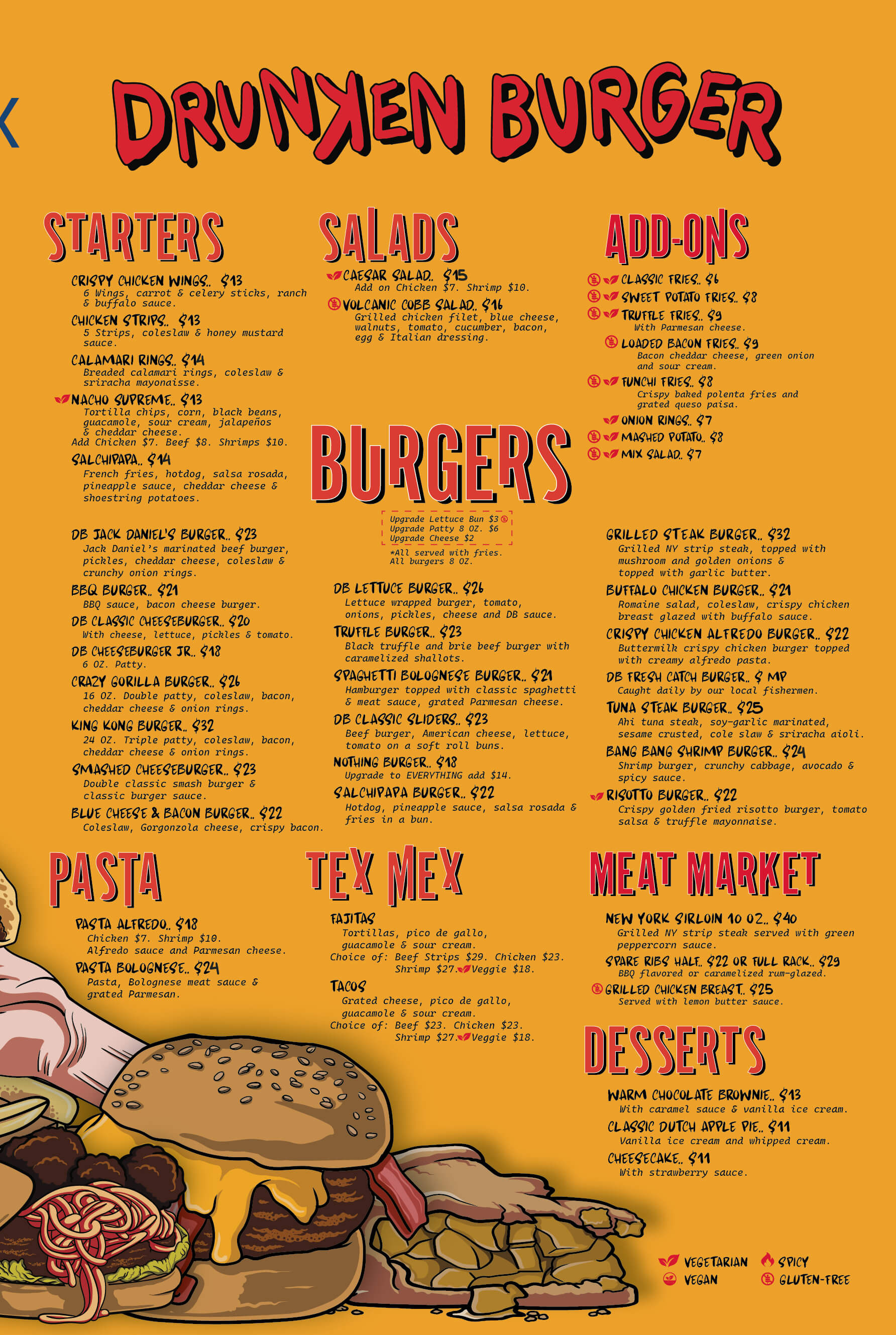 Drunken Burger Menu